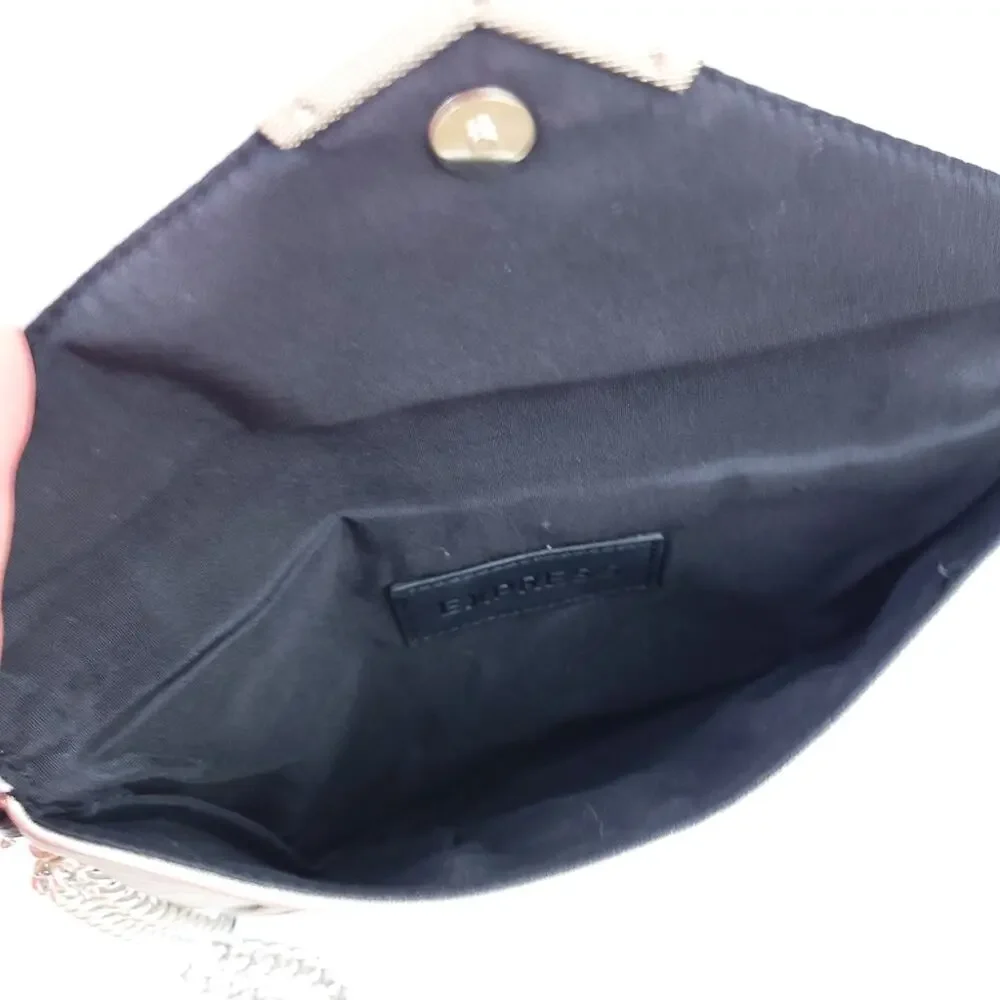 Express Black, White, Silver Envelope Purse Clutch Wristlet 9
